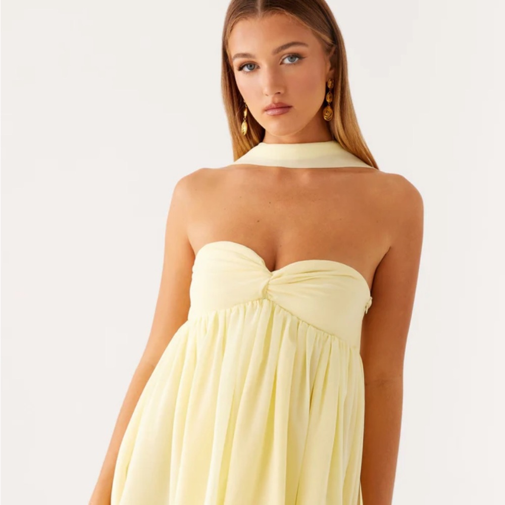 Peppermayo Strapless Dress in Soft Yellow